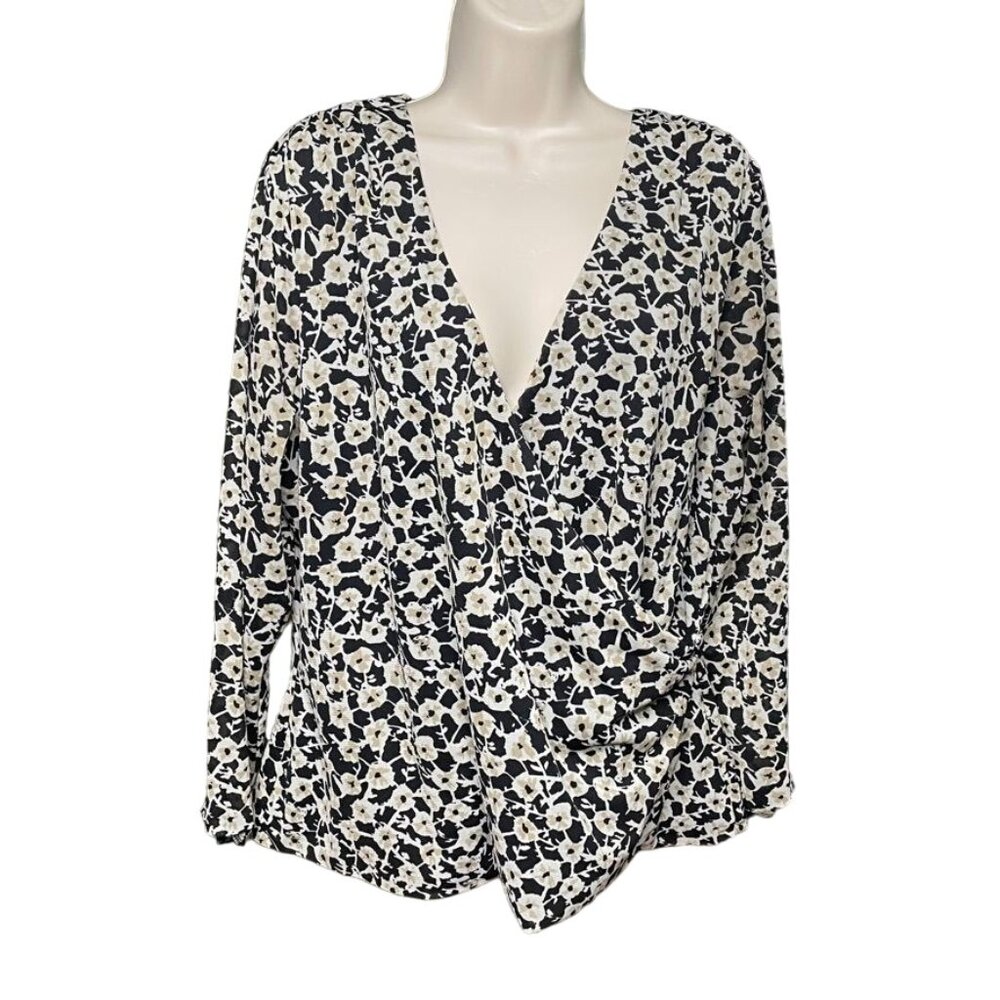 Womens Wrap Front Blouse Floral Top Jones New York Women Plus Size1x